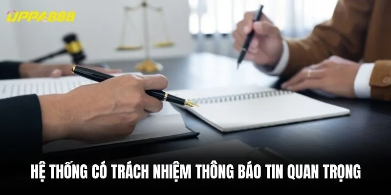 Hệ thống có trách nhiệm cập nhật và thông báo tin quan trọng