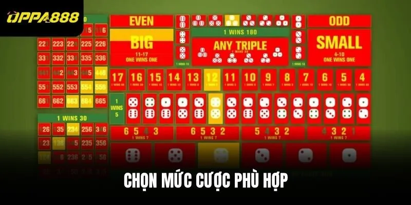 Chọn mức cược phù hợp